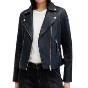 J. Crew Collection Leather Notch Collar Asymmetric Zip-Front Biker Moto Jacket